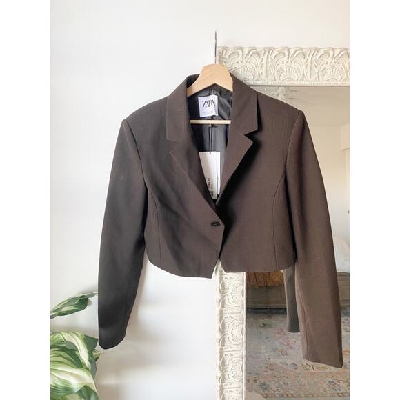 Zara Plaid Cropped Blazer Jacket - Picture 2 of 8